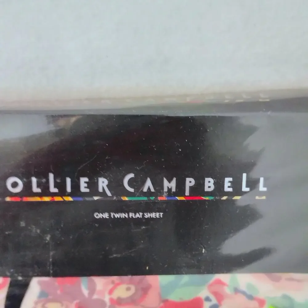 Collier Campbell Pink Green Floral Eyelet Natasha Twin Flat Sheet NEW Vintage